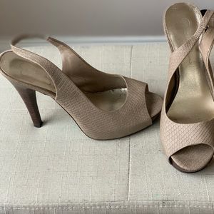 Open toed beige heels
